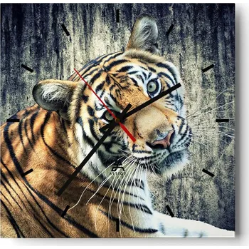 Hodiny Velké nástěnné hodiny 40x40 cm Zvířata Skleněné tiché hodiny