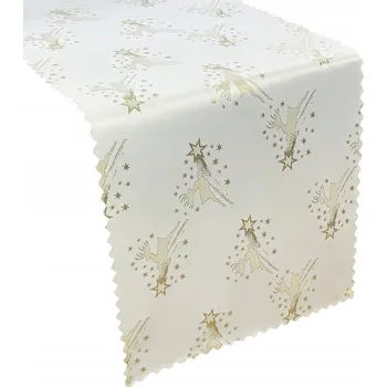 ubrus Vánoční běhoun odolný proti skvrnám Sob Štědrý den Bílý Zlatý 40x140 cm