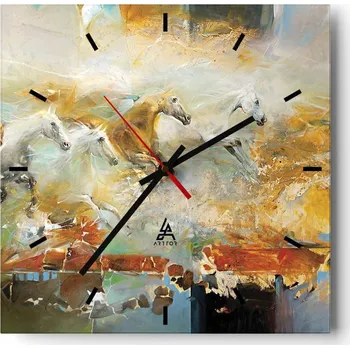 Hodiny Velké nástěnné hodiny 40x40 Abstrakce Skleněné tiché hodiny