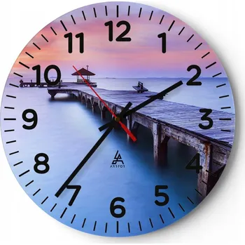 Hodiny Nástěnné hodiny do obýváku 40x40 Krajina Kulatý Skleněné hodiny Loft Tiché