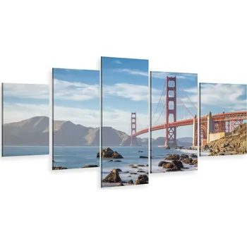 Obraz PĚTIDÍLNÝ TRYPTYCH NA ZEĎ GOLDEN GATE MOST 800 VZOR
