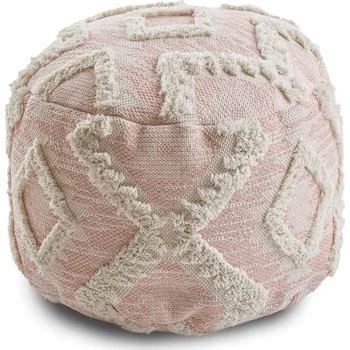 Taburet Bavlněná Taburet Podnožka válec 50x50 BOHO ROMBY růžová #D1942