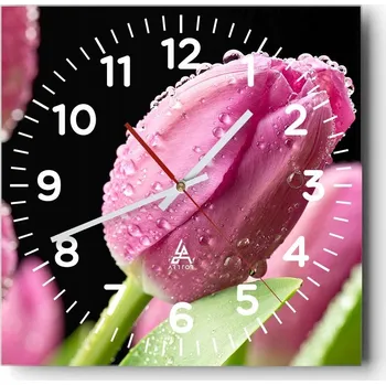 Hodiny Nástěnné hodiny do obýváku 40x40 Květiny Tichý chod Skleněné hodiny