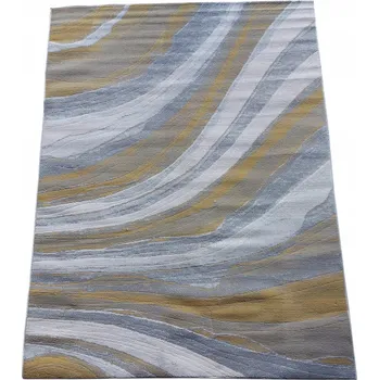 Koberec Koberec šedý žlutý abstraktní vzor vlny 80x150 cm