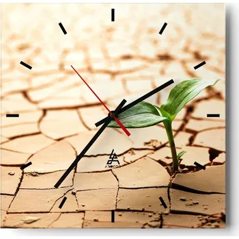 Hodiny Velké nástěnné hodiny 40x40 Natura Skleněné hodiny Čtvercové Tiché