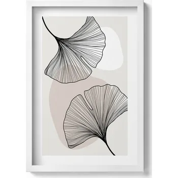 Obraz Elegantní obraz do obýváku Lineární listy jinanu ve stylu boho 40x60 cm