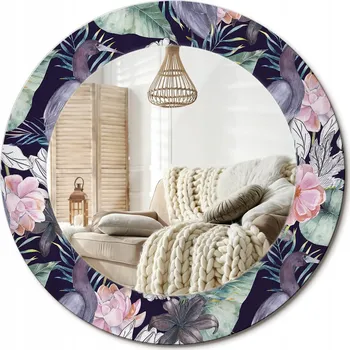 Zrcadlo Stylové kulaté zrcadlo na zeď s potiskem na skle Volavky ptáci průměr 50 cm