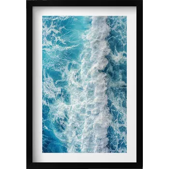 Obraz Obraz na zeď v černém rámu Pohled z ptačí perspektivy na vlnu oceánu 40x60 cm