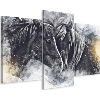 Obraz Obraz Triptych PORTRET Koní Malba Příroda 120x80