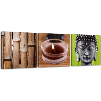 Obraz Obraz ze 3 dílů na plátně Canvas, Bambusy, Buddha a