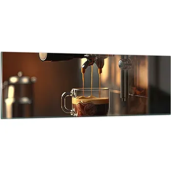 Obraz Obraz na skle do obýváku ložnice 90x30 káva foto obrazy na zeď sklo
