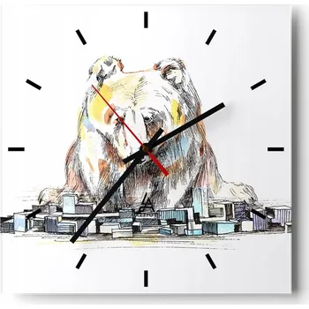 Hodiny Velké nástěnné hodiny 40x40 cm Zvířata Skleněné tiché hodiny