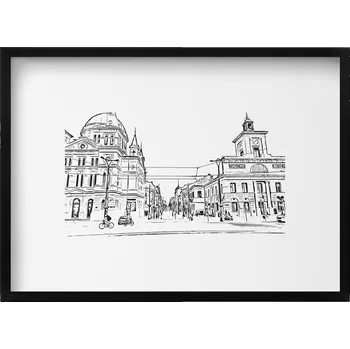 Obraz Nástěnný obraz dekorace interiéru Poznaň ilustrace starého města 70x50 cm