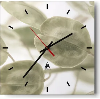 Hodiny Velké nástěnné hodiny na zeď 40x40 Květiny Skleněné hodiny Čtvercové Tiché