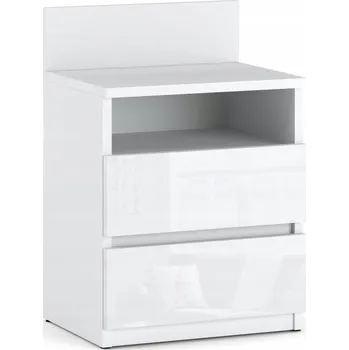 Noční stolek Noční stolek Stiv-Meble bílý lesk, 2 zásuvky, 40x59x32 cm