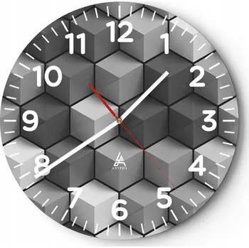 Hodiny Kuchyňské nástěnné hodiny 30x30 3D Moderní skleněné hodiny do obýváku Tiché