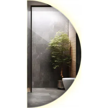 Zrcadlo Koupelnové LED Zrcadlo na stěnu, závěsné, hotové, půlkruhové, broušené, 80 cm