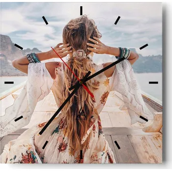 Hodiny Velké nástěnné hodiny 40x40 Krajina Skleněné hodiny Tiché