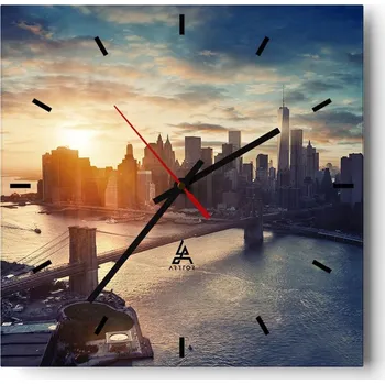 Hodiny Velké nástěnné hodiny na zeď 40x40 Jork Skleněné hodiny Tiché