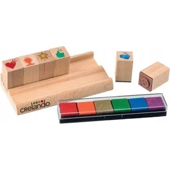 kreativní sada Kreativní sada 6 razítek s motivy a 6 polštářků s barevným inkoustem