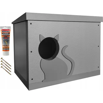 Obraz Bouda pro kočky ELHARE šedá obdélníková 56 cm x 38 cm x 40 cm