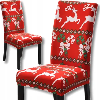 Potah na židli VÁNOČNÍ POTAH NA ŽIDLI DEKORAČNÍ UNIVERZÁLNÍ Mikuláš NA GUMIČKU