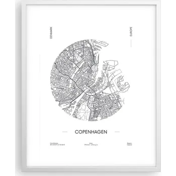 Obraz Obraz plakát na zeď v bílém rámu 40x50 mapa foto plakáty do obýváku