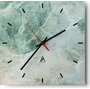 Hodiny Velké nástěnné hodiny 40x40 Mramorové skleněné hodiny Čtvercové Tiché