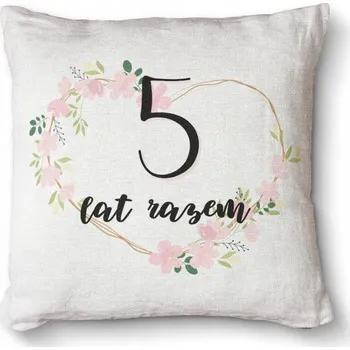 Obraz Antialergický dekorativní polštář s potiskem Premium 40x40 - 5 let spolu
