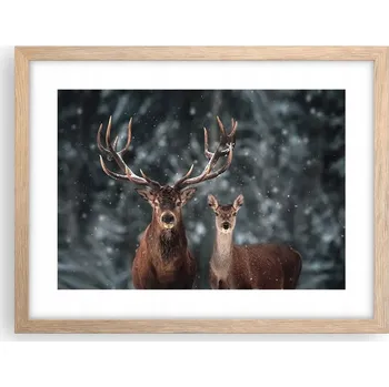 Obraz Obraz plakát v rámu světlý dub do obýváku 40x30 jelen foto plakáty na zeď