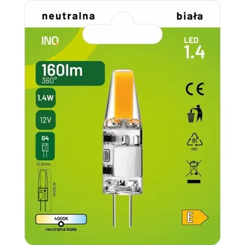 Žárovka LED ŽÁROVKA G4 12V 1,4W = 19W NEUTRÁLNÍ BÍLÁ 4000K 160Lm