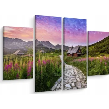 Obraz Obraz Čtyřdílný (Tetraptych) CESTA v Horách 3D Pohled 200x150