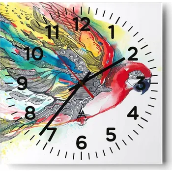 Hodiny Nástěnné hodiny do obýváku 40x40 Pták Tiché hodiny na skle Stylové
