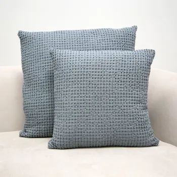 Povlak na dekorativní polštářek TULULUM Vaflový povlak na polštář - šedomodrý Rozměr polštáře: 50 x 50 cm