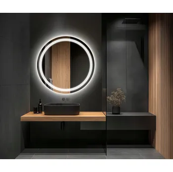 Zrcadlo Zrcadlo podsvícené 80 cm s kulatým kroužkem do koupelny