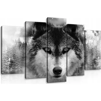 Obraz Obraz do obýváku VLK velký les 3D triptych 100x60