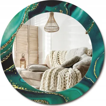 Zrcadlo Zrcadlo s potiskem do koupelny ložnice obývacího pokoje Smaragdový mramor, průměr 60 cm