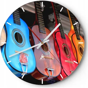 Hodiny Velké nástěnné hodiny 40x40 Hudba Skleněné hodiny Kulatý Tiché