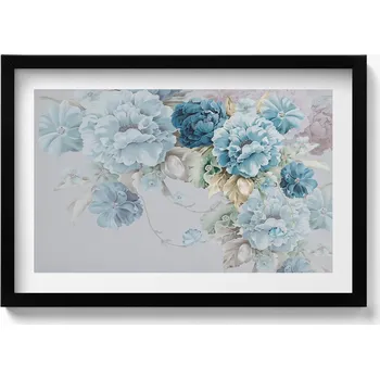 Obraz Závěsný obraz v černém rámu - Kresba jemných květů pivoňky 60x40 cm