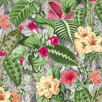 Tapeta TAPETY TAPETA DŽUNGLE KVĚTY LISTY BORNEO VINYL