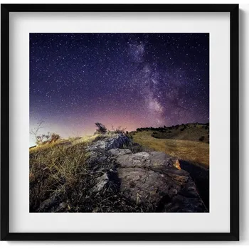 Obraz Stylový obraz v černém rámu Krajina přírody a hvězdné oblohy 50x50 cm