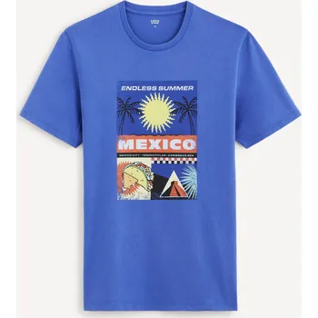 Pánské tričko Celio Tričko s potiskem Dexico 1125627 Modrá M