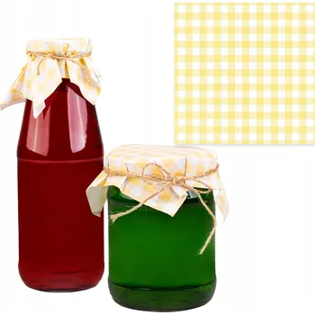 Sklenice 50x Víčka na sklenice na zavařeniny s kostkovaným vzorem - SADA