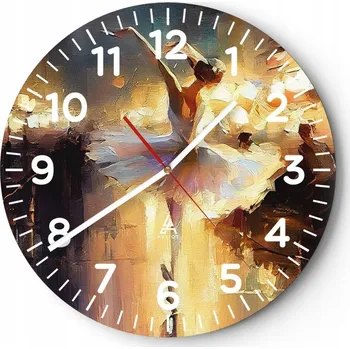 Hodiny Nástěnné hodiny do obýváku 40x40 Baletka Kulatý Skleněné hodiny Loft Tiché