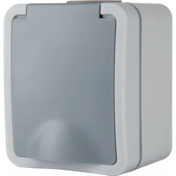 Elektrická zásuvka JEDNONÁSOBNÁ ZÁSUVKA SCHUKO S VÍČKEM, NA OMÍTKU, INDUS