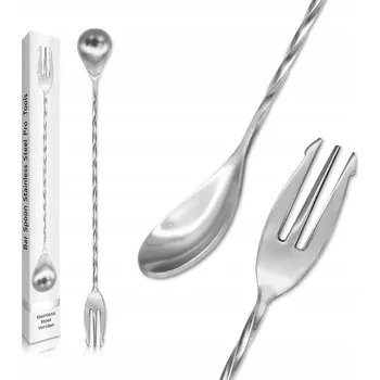 Příbor Barmanská lžíce s vidličkou na koktejly | 30 cm