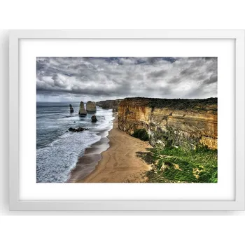 Obraz Obraz plakát v bílém rámu do obýváku 40x30 pláž foto plakáty na zeď