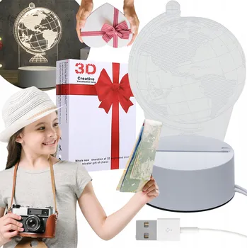 Lampička Noční lampa GLOBUS Země 3D LED 3 REŽIMY na USB pro děti Dekorativní