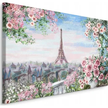 Obraz Obraz do Obýváku Eiffelova věž Paříž KVĚTINY 90x60