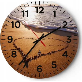 Hodiny Nástěnné hodiny do obýváku 40x40 Krajina Kulatý Skleněné hodiny Loft Tiché